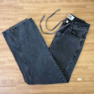 BDG Urban Outfitters Washed Black Drawstring Waist Relaxed Straight Leg Jeans 25
